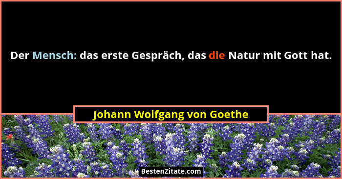 Der Mensch: das erste Gespräch, das die Natur mit Gott hat.... - Johann Wolfgang von Goethe