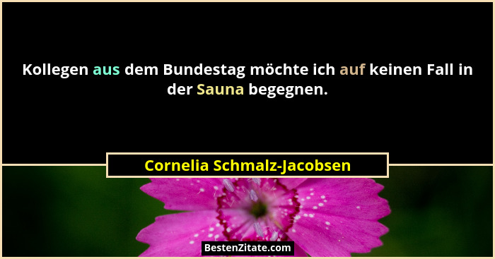 Kollegen aus dem Bundestag möchte ich auf keinen Fall in der Sauna begegnen.... - Cornelia Schmalz-Jacobsen