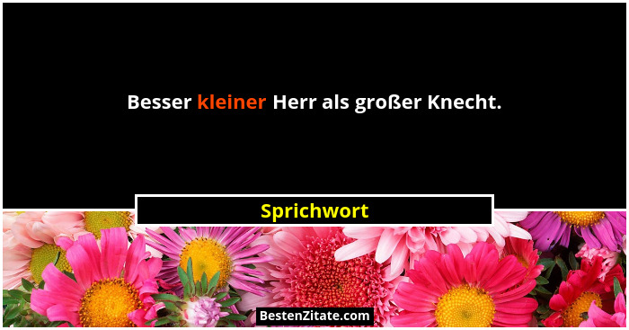 Besser kleiner Herr als großer Knecht.... - Sprichwort
