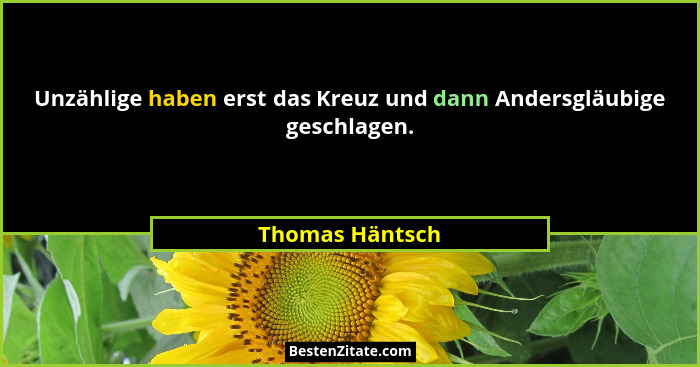 Unzählige haben erst das Kreuz und dann Andersgläubige geschlagen.... - Thomas Häntsch