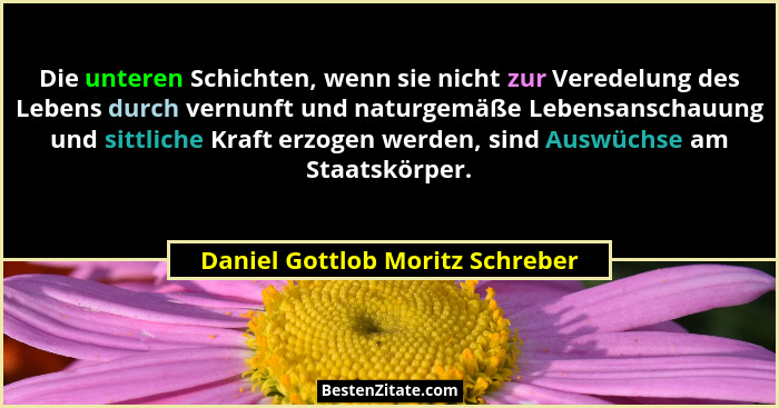Die unteren Schichten, wenn sie nicht zur Veredelung des Lebens durch vernunft und naturgemäße Lebensanschauung und s... - Daniel Gottlob Moritz Schreber