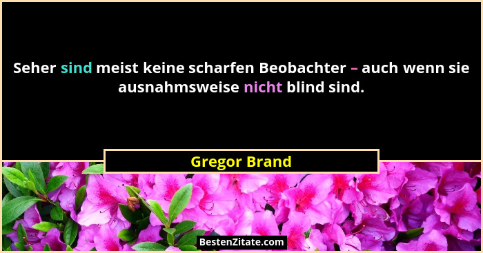 Seher sind meist keine scharfen Beobachter – auch wenn sie ausnahmsweise nicht blind sind.... - Gregor Brand