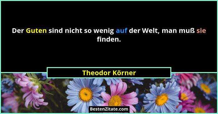 Der Guten sind nicht so wenig auf der Welt, man muß sie finden.... - Theodor Körner