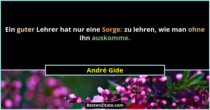Ein guter Lehrer hat nur eine Sorge: zu lehren, wie man ohne ihn auskomme.... - André Gide
