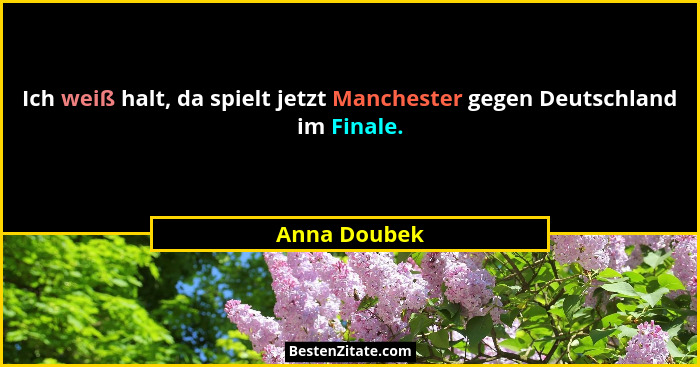 Ich weiß halt, da spielt jetzt Manchester gegen Deutschland im Finale.... - Anna Doubek