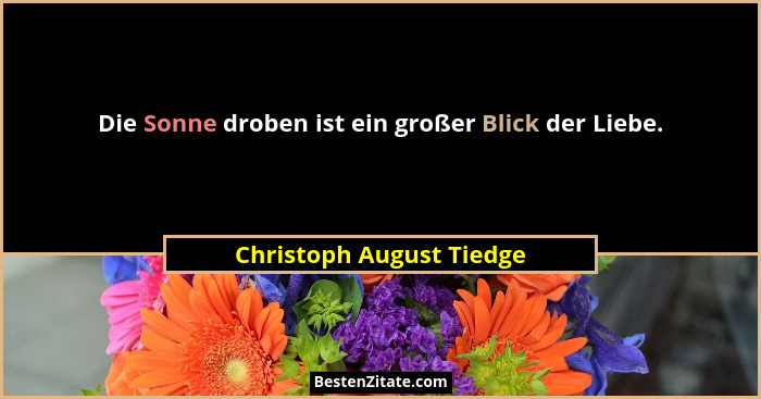 Die Sonne droben ist ein großer Blick der Liebe.... - Christoph August Tiedge