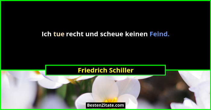 Ich tue recht und scheue keinen Feind.... - Friedrich Schiller