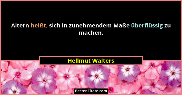 Altern heißt, sich in zunehmendem Maße überflüssig zu machen.... - Hellmut Walters