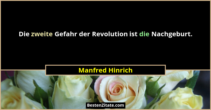 Die zweite Gefahr der Revolution ist die Nachgeburt.... - Manfred Hinrich