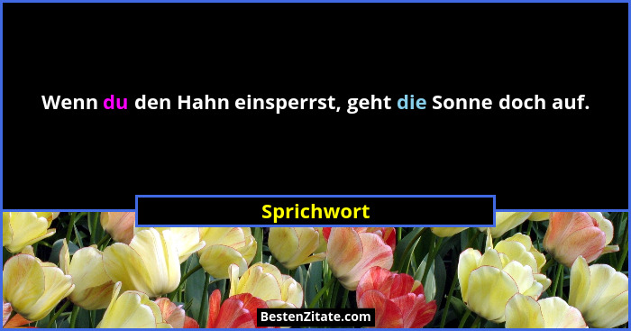 Wenn du den Hahn einsperrst, geht die Sonne doch auf.... - Sprichwort
