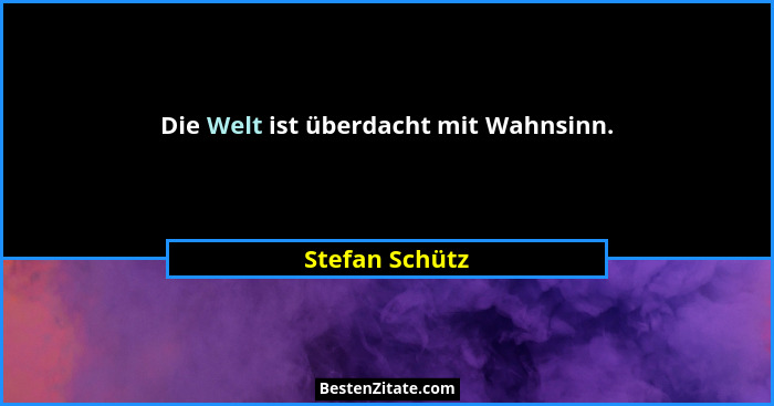 Die Welt ist überdacht mit Wahnsinn.... - Stefan Schütz
