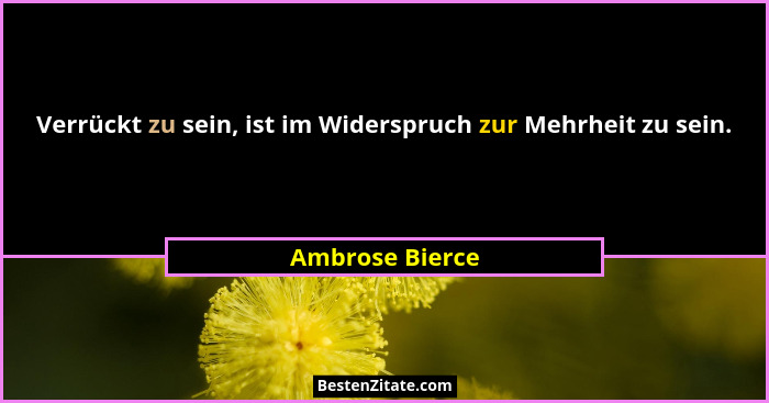 Verrückt zu sein, ist im Widerspruch zur Mehrheit zu sein.... - Ambrose Bierce