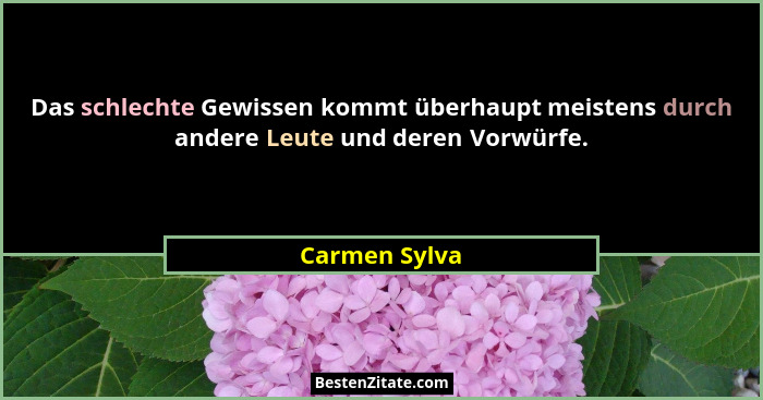 Das schlechte Gewissen kommt überhaupt meistens durch andere Leute und deren Vorwürfe.... - Carmen Sylva