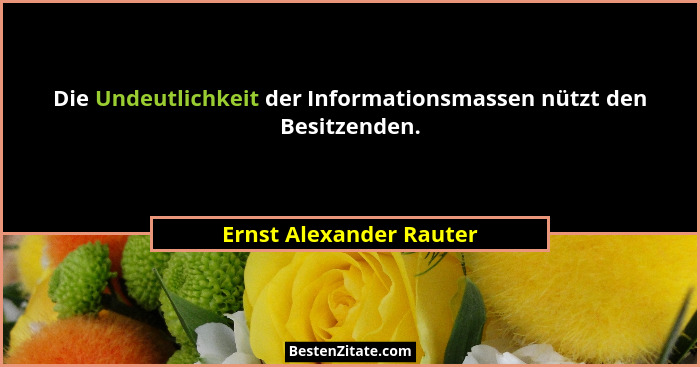 Die Undeutlichkeit der Informationsmassen nützt den Besitzenden.... - Ernst Alexander Rauter