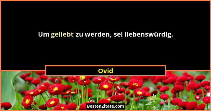 Um geliebt zu werden, sei liebenswürdig.... - Ovid