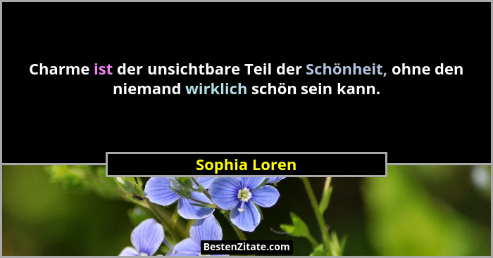 Charme ist der unsichtbare Teil der Schönheit, ohne den niemand wirklich schön sein kann.... - Sophia Loren