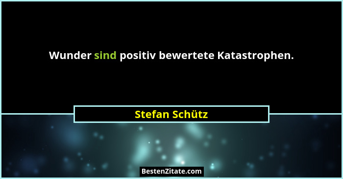 Wunder sind positiv bewertete Katastrophen.... - Stefan Schütz