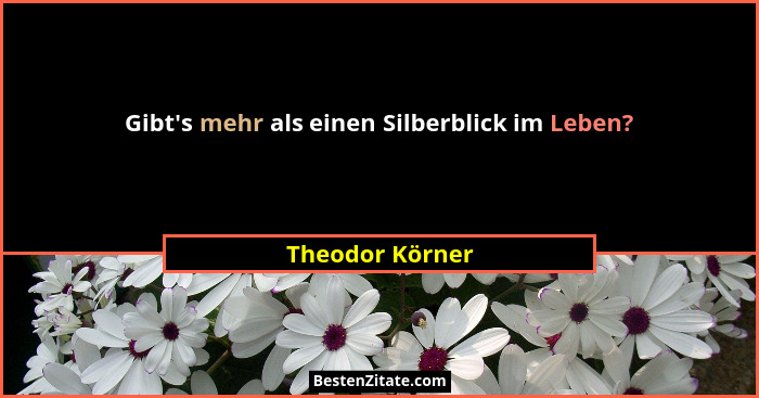 Gibt's mehr als einen Silberblick im Leben?... - Theodor Körner