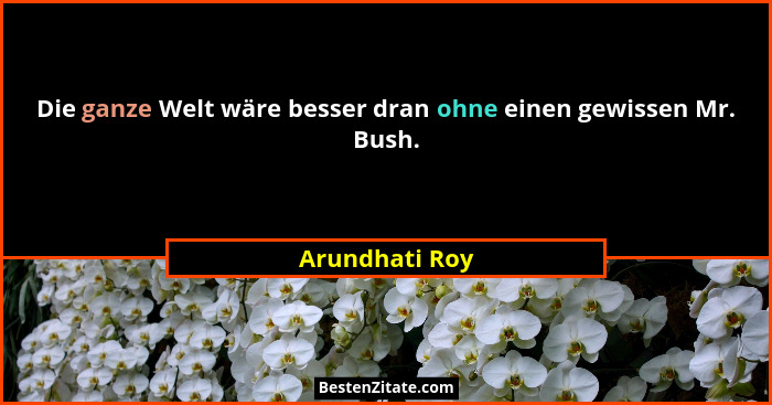 Die ganze Welt wäre besser dran ohne einen gewissen Mr. Bush.... - Arundhati Roy