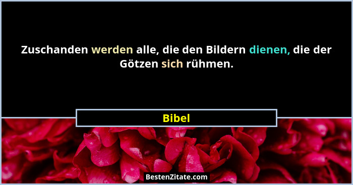 Zuschanden werden alle, die den Bildern dienen, die der Götzen sich rühmen.... - Bibel