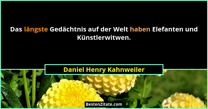 Das längste Gedächtnis auf der Welt haben Elefanten und Künstlerwitwen.... - Daniel Henry Kahnweiler