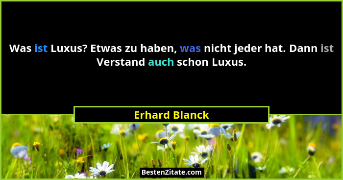 Was ist Luxus? Etwas zu haben, was nicht jeder hat. Dann ist Verstand auch schon Luxus.... - Erhard Blanck