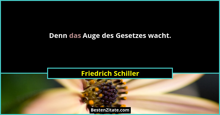 Denn das Auge des Gesetzes wacht.... - Friedrich Schiller