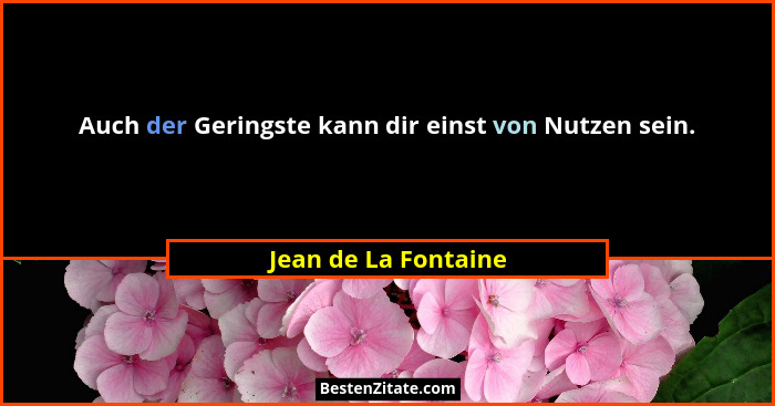 Auch der Geringste kann dir einst von Nutzen sein.... - Jean de La Fontaine