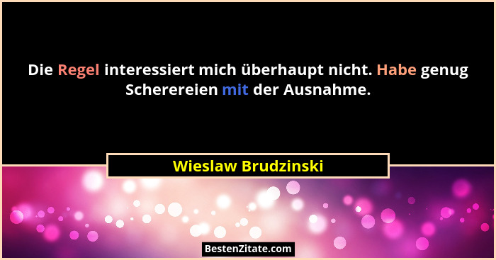Die Regel interessiert mich überhaupt nicht. Habe genug Scherereien mit der Ausnahme.... - Wieslaw Brudzinski