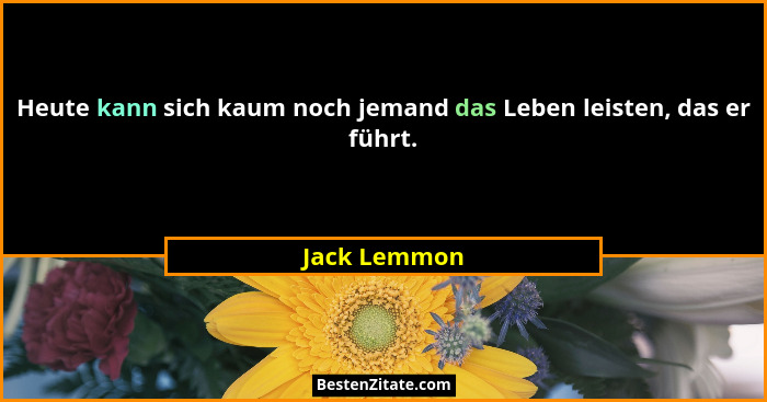 Heute kann sich kaum noch jemand das Leben leisten, das er führt.... - Jack Lemmon