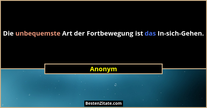Die unbequemste Art der Fortbewegung ist das In-sich-Gehen.... - Anonym
