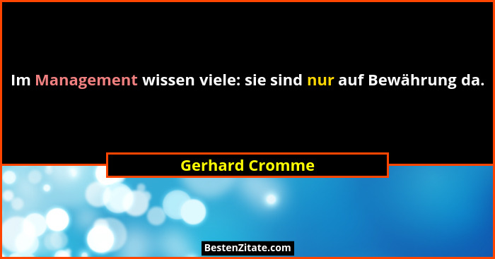 Im Management wissen viele: sie sind nur auf Bewährung da.... - Gerhard Cromme