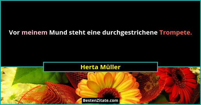 Vor meinem Mund steht eine durchgestrichene Trompete.... - Herta Müller