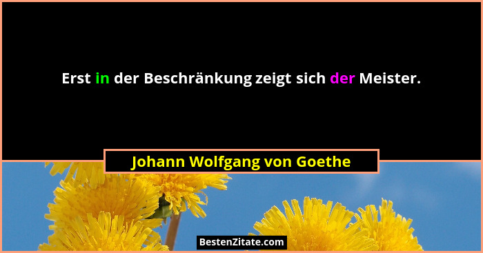 Erst in der Beschränkung zeigt sich der Meister.... - Johann Wolfgang von Goethe