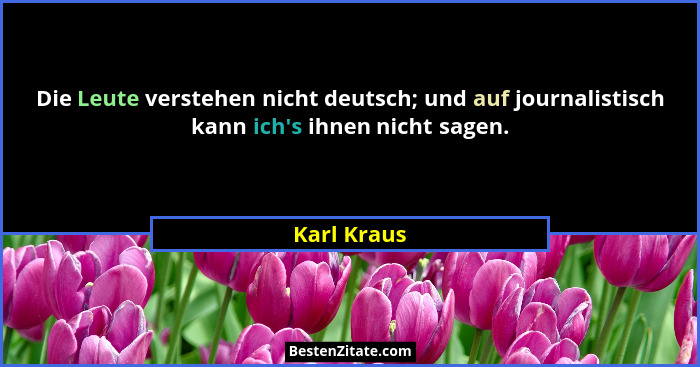 Die Leute verstehen nicht deutsch; und auf journalistisch kann ich's ihnen nicht sagen.... - Karl Kraus
