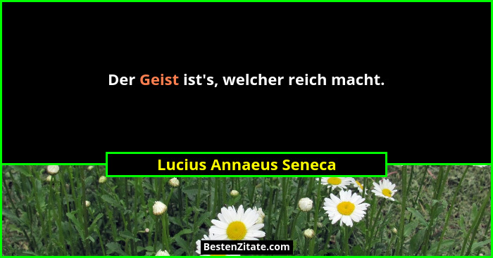 Der Geist ist's, welcher reich macht.... - Lucius Annaeus Seneca