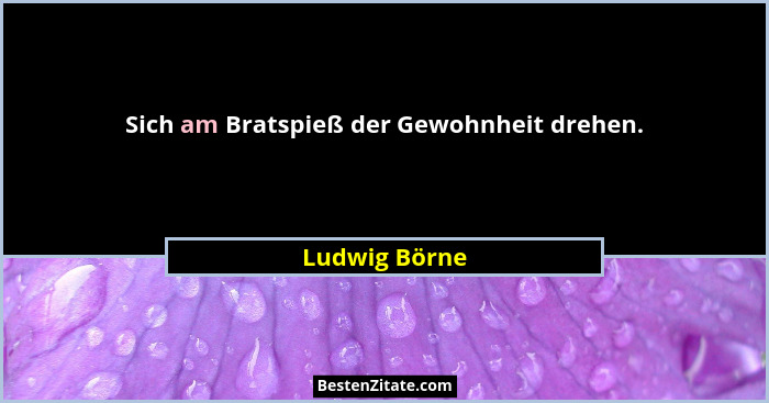 Sich am Bratspieß der Gewohnheit drehen.... - Ludwig Börne