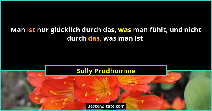 Man ist nur glücklich durch das, was man fühlt, und nicht durch das, was man ist.... - Sully Prudhomme