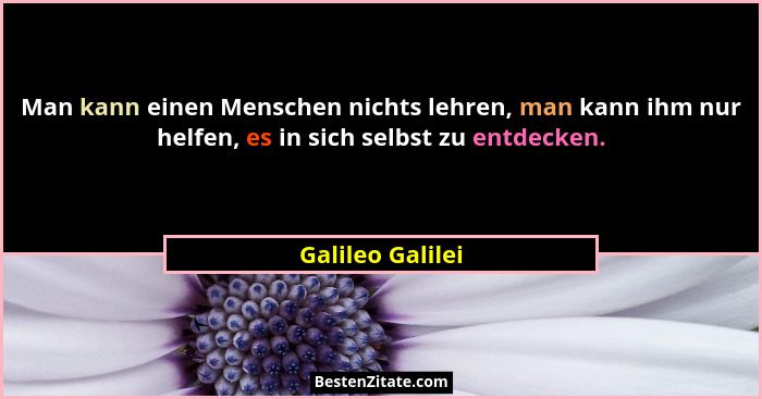 Man kann einen Menschen nichts lehren, man kann ihm nur helfen, es in sich selbst zu entdecken.... - Galileo Galilei