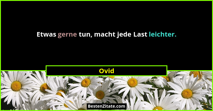 Etwas gerne tun, macht jede Last leichter.... - Ovid