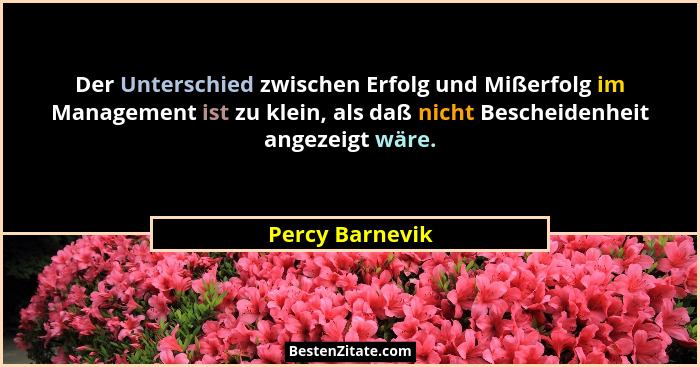 Der Unterschied zwischen Erfolg und Mißerfolg im Management ist zu klein, als daß nicht Bescheidenheit angezeigt wäre.... - Percy Barnevik