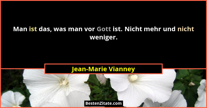 Man ist das, was man vor Gott ist. Nicht mehr und nicht weniger.... - Jean-Marie Vianney