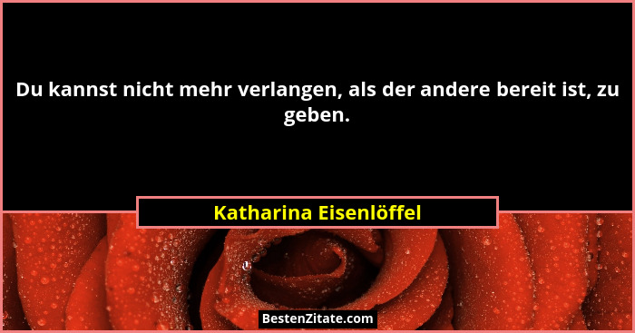 Du kannst nicht mehr verlangen, als der andere bereit ist, zu geben.... - Katharina Eisenlöffel