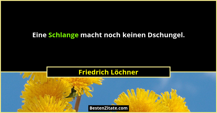 Eine Schlange macht noch keinen Dschungel.... - Friedrich Löchner