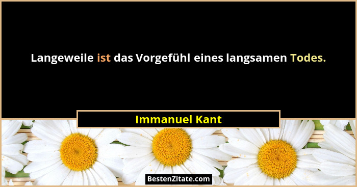 Langeweile ist das Vorgefühl eines langsamen Todes.... - Immanuel Kant