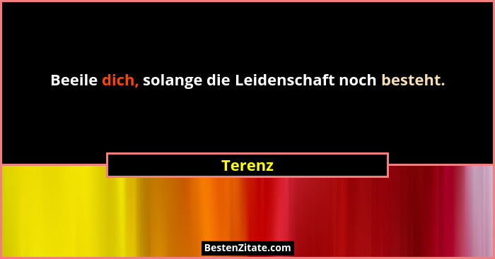 Beeile dich, solange die Leidenschaft noch besteht.... - Terenz