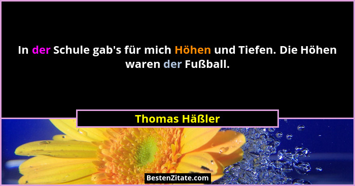 In der Schule gab's für mich Höhen und Tiefen. Die Höhen waren der Fußball.... - Thomas Häßler