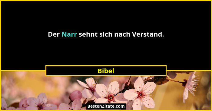 Der Narr sehnt sich nach Verstand.... - Bibel
