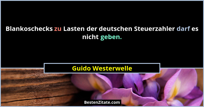 Blankoschecks zu Lasten der deutschen Steuerzahler darf es nicht geben.... - Guido Westerwelle