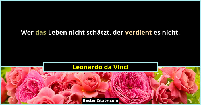 Wer das Leben nicht schätzt, der verdient es nicht.... - Leonardo da Vinci
